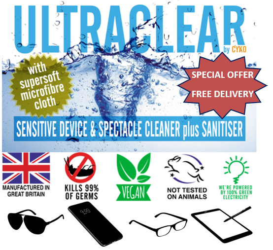 Our sanitising and cleaning solution designed for devices and glasses! 