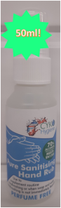 UK made hand sanitiser, 50ml volume.