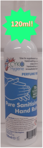 UK made hand sanitiser, 120ml volume.